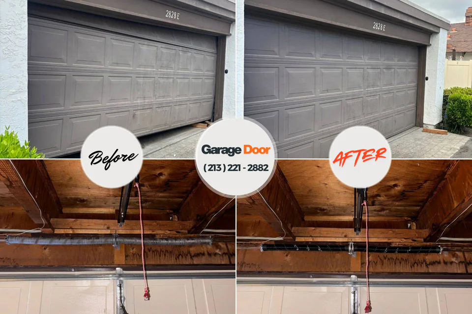 Before and after: garage door repair Woodbine, GA